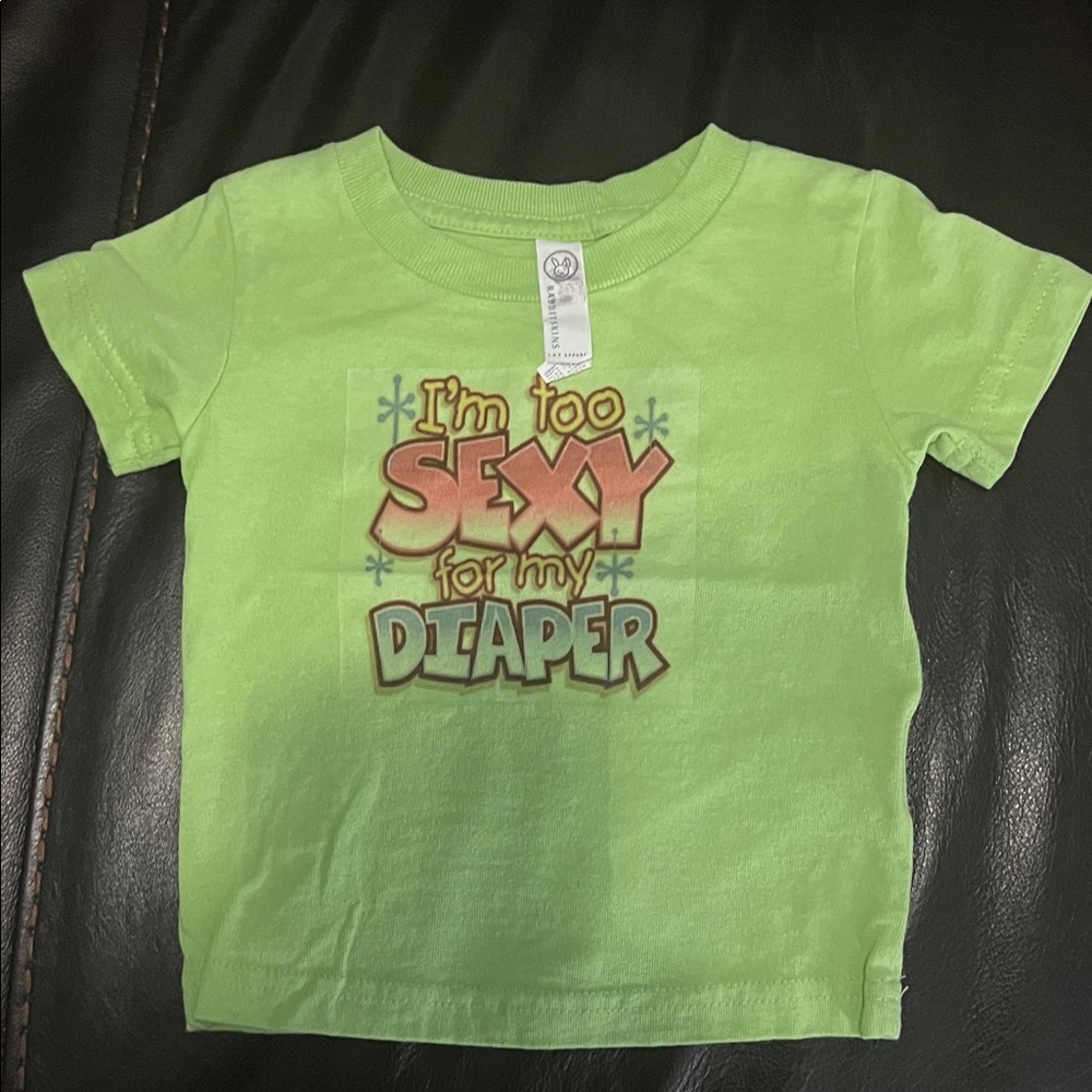 Rabbit Skins Lime Green Kids Tee with Humorous Print
